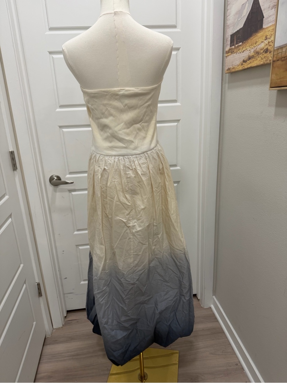 Zara Strapless Ombre Maxi Dress in Cream to Blue NWT - Picture 8 of 11
